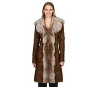 Infinity Leather Women's Genuine Toscana Sheep Suede Leather Trench Coat- Celeste in Tan | Size: 20 Infinity Leather Tan 20