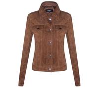 Infinity Leather Women's Goat Suede Trucker Jeans Jacket-Astoria in Tan | Size: 18 Infinity Leather Tan 18