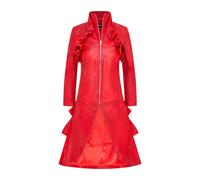 Infinity Leather Women's Goth Leather High Collar Victorian Flare Tailcoat - Challa in Red | Size: 24
