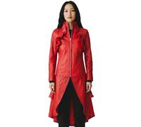 Infinity Leather Women's Goth Leather High Collar Victorian Flare Tailcoat - Telemark in Red | Size: 12