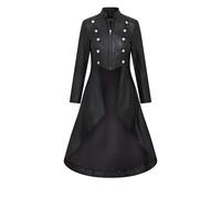 Infinity Leather Womens Gothic Full Length Edwardian Leather Coat - Atlanta - Black - UK 5XL/24 | EU 50 | US 20
