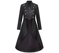 Infinity Leather Women's Gothic Full Length Edwardian Leather Coat - Atlanta in Black | Size: 22