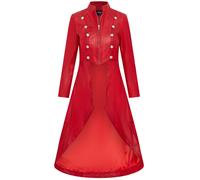 Infinity Leather Women's Gothic Full Length Edwardian Leather Coat - Atlanta in Red | Size: 16