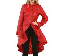 Infinity Leather Women's Gothic Full Length Victorian Leather Coat - Red - UK 24