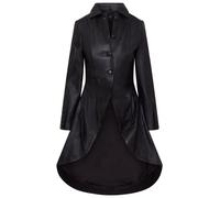 Infinity Leather Womens Gothic Full Length Victorian Leather Coat - Vantaa - Black - UK S/10 | EU 36 | US 6