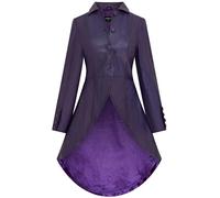 Infinity Leather Womens Gothic Full Length Victorian Leather Coat - Vantaa - Plum - UK 2XL/18 | EU 44 | US 14