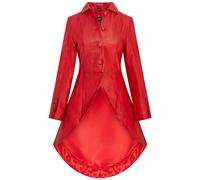 Infinity Leather Womens Gothic Full Length Victorian Leather Coat - Vantaa - Red - UK 4XL/22 | EU 48 | US 18