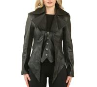Infinity Leather Women's Gothic Mid-Length Edwardian Leather Jacket - UK 22