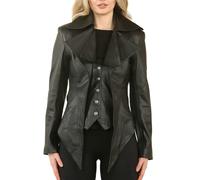 Infinity Leather Women's Gothic Mid-Length Edwardian Leather Jacket - UK 24