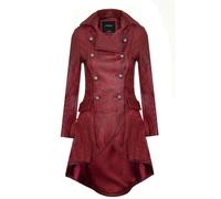 Infinity Leather Womens Gothic Victorian Coat-Accra - Burgundy - UK 4XL/22 | EU 48 | US 18