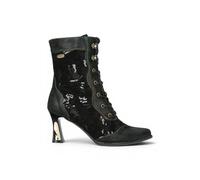 Infinity Leather Women's Gothic Victorian Leather Heeled Lace-Up Boots - Laura Vita Oanelo-03 in Black | Size: 3