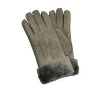 Infinity Leather Womens Grey Sheepskin Suede Gloves with Fur Cuff