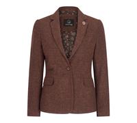 Infinity Leather Women's Herringbone Wool Tweed Check Blazer in Brown | Size: 16 Infinity Leather Brown 16