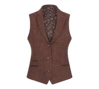 Infinity Leather Women's Herringbone Wool Tweed Check Waistcoat In Brown Brown 8