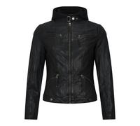 Infinity Leather Women's Hooded Biker Leather Jacket - Black - UK 16