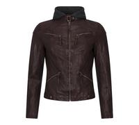 Infinity Leather Women's Hooded Biker Leather Jacket - Brown - UK 16