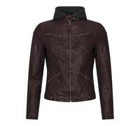 Infinity Leather Women's Hooded Biker Leather Jacket - Brown - UK 8