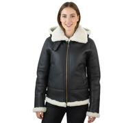 Infinity Leather Women's Hooded Sheepskin Flying Leather Jacket-Orford in Light Brown | Size: 22 Infinity Leather Light Brown 22