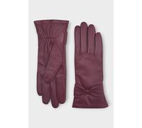 Infinity Leather Women's Italian Leather Bow Design Soft Wool Lining Winter Gloves in Burgundy | Size: Large Infinity Leather Burgundy L