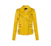 Infinity Leather Women's Leather Brando Biker Jacket-Loddon in Yellow | Size: 22 Infinity Leather Yellow 22