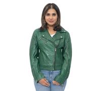 Infinity Leather Women's Leather Classic Biker Brando Jacket-Baku in Green | Size: 12 Infinity Leather Green 12
