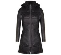 Infinity Leather Womens Leather Hooded Quilted Parka Coat-Olney - Black - UK 3XL/20 | EU 46 | US 16