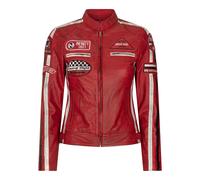 Infinity Leather Women's Leather Motorcycle Biker Jacket - Red - UK 22