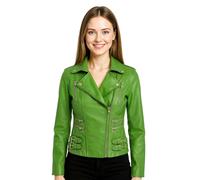 Infinity Leather Womens Leather Vintage Brando Biker Jacket-Orlando - Apple - UK M/12 | EU 38 | US 8