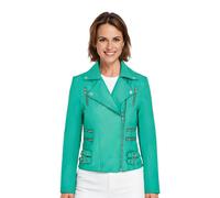 Infinity Leather Womens Leather Vintage Brando Biker Jacket-Orlando - Aqua - UK M/12 | EU 38 | US 8