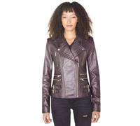 Infinity Leather Women's Leather Vintage Brando Biker Jacket-Orlando in Purple | Size: 18