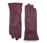 Infinity Leather Women's Leather Wool Lined Bow Knot Accent Gloves - Burgundy - 2XL