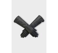 Infinity Leather Women's Long Italian Leather Winter Button Design Soft Wool-Lined Gloves in Black | Size: XL Infinity Leather Black XL