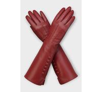 Infinity Leather Women's Long Italian Leather Winter Button Design Soft Wool-Lined Gloves in Red | Size: 2XL Infinity Leather Red 2XL