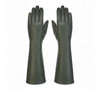 Infinity Leather Womens Long Italian Leather Winter Soft Wool Lining Gloves - Olive - L
