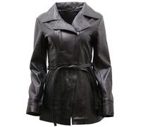 Infinity Leather Women's Md Length Leather Biker Jacket-Okehampton in Black | Size: 12 Infinity Leather Black 12