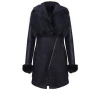 Infinity Leather Women's Merino Shearling Coat with Toscana Collar-Fortaleza in Black | Size: 16 Infinity Leather Black 16