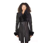Infinity Leather Women's Merino Shearling Coat with Toscana Collar-Romford in Black | Size: 10 Infinity Leather Black 10