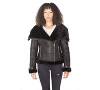 Infinity Leather Women's Merino Sheepskin Aviator Leather Jacket-Petworth in Black | Size: 22