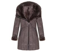 Infinity Leather Women's Merino Sheepskin Hooded Coat-Ryde in Brown | Size: 12