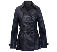 Infinity Leather Women's Mid Length Leather Trench Coat -Oakham in Black | Size: 18 Infinity Leather Black 18