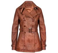 Infinity Leather Women's Mid Length Leather Trench Coat -Oakham in Tan | Size: 24 Infinity Leather Tan 24