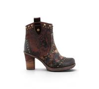 Infinity Leather Women's Mustang Floral Heeled Ankle Boots - M0162012 in Brown | Size: 5.5
