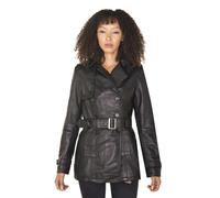 Infinity Leather Womens Nappa Leather Trench Coat-Mosul - Black - UK XL/16 | EU 42 | US 12