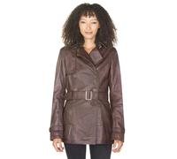 Infinity Leather Womens Nappa Leather Trench Coat-Mosul - Brown - UK 3XL/20 | EU 46 | US 16
