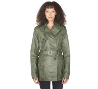 Infinity Leather Womens Nappa Leather Trench Coat-Mosul - Green - UK 4XL/22 | EU 48 | US 18