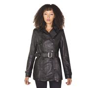 Infinity Leather Women's Nappa Leather Trench Coat-Mosul in Black | Size: 18 Infinity Leather Black 18
