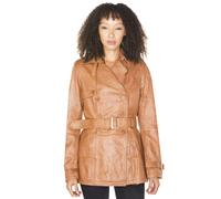 Infinity Leather Womens Nappa Leather Trench Coat-Mosul - Tan - UK 3XL/20 | EU 46 | US 16