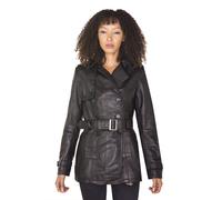 Infinity Women's 3/4 Black Ladies Lamb Nappa Leather Trench Coat L