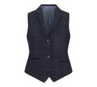 Infinity Leather Women's Navy Blue Tailored Fit Tweed Formal Waistcoat