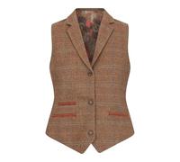 Infinity Leather Women's Oak Brown Tailored Fit Tweed Waistcoat in Herringbone Check